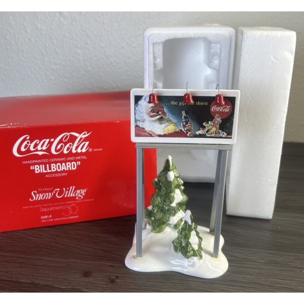 Dept. 56 Coca Cola Ceramic & Metal Snow Village Billboard 5481-0 Department 56